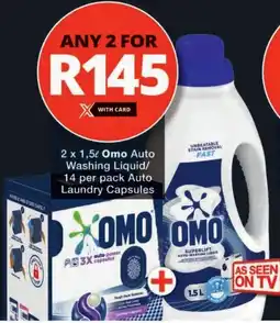 Checkers Omo Auto Washing Liquid/ Auto Laundry Capsules offer