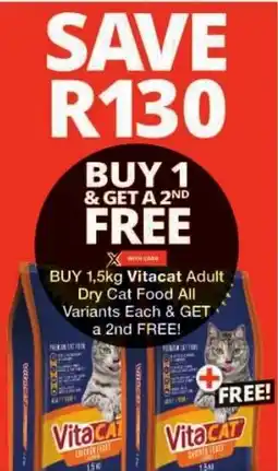 Checkers Vitacat Adult Dry Cat Food All Variants offer