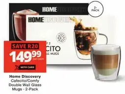 Checkers Home Discovery Cafecito/ Comfy Double Wall Glass Mugs offer