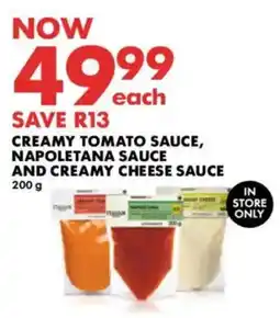 Woolworths Creamy tomato sauce, napoletana sauce and creamy cheese sauce offer