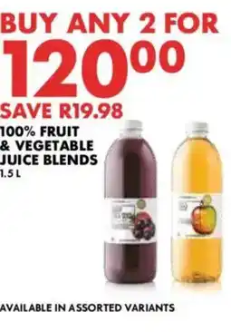 Woolworths 100% fruit & vegetable juice blends offer