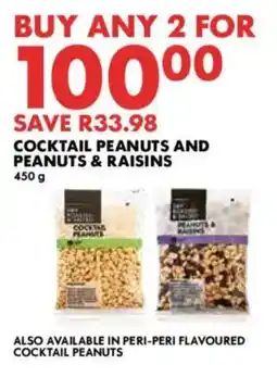 Woolworths Cocktail peanuts and peanuts & raisins offer