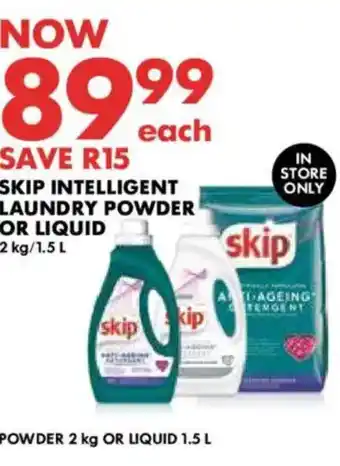 Woolworths Skip intelligent laundry powder or liquid offer