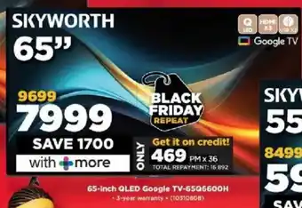 HiFi Corp Skyworth 65-inch QLED Google TV-65Q6600H offer