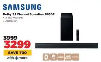 HiFi Corp Samsung Dolby 3.1 Channel Soundbar B650F offer