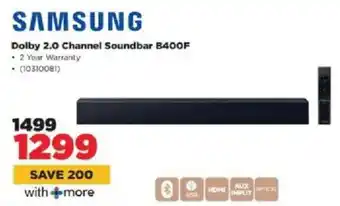 HiFi Corp Samsung Dolby 2.0 Channel Soundbar B400F offer