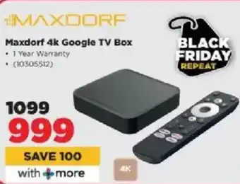HiFi Corp Maxdorf 4k Google TV Box offer