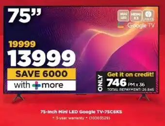 HiFi Corp TCL 75-Inch Mini LED Google TV offer