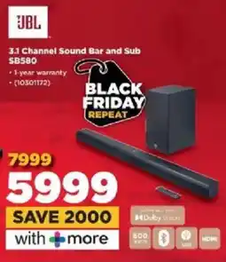 HiFi Corp JBL 3.1 Channel Sound Bar and Sub SB580 offer