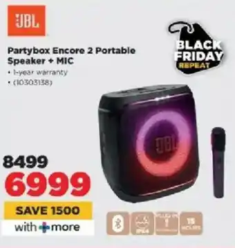 HiFi Corp JBL Partybox Encore 2 Portable Speaker + Mic offer