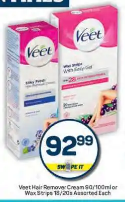 Pick n Pay Veet Hair Remover Cream 90/100ml or Wax Strips 18/20s Assorted Each offer