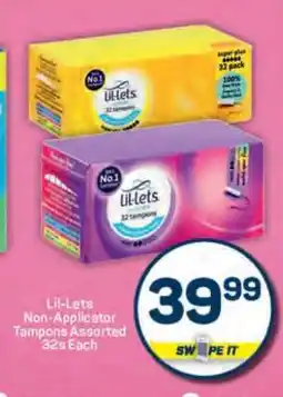 Pick n Pay Lil-Lets Non-Applicator Tampons Assorted 32s Each offer