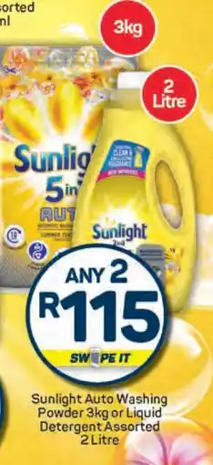 Pick n Pay Sunlight Auto Washing Powder 3kg or Liquid Detergent Assorted 2 Litre offer