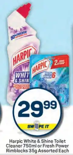 Pick n Pay Harpic White & Shine Toilet Cleaner 750ml or Fresh Power Rimblocks 35g Assorted Each offer