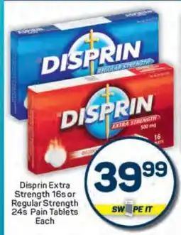 Pick n Pay Disprin Extra Strength 16s or Regular Strength 24s Pain Tablets Each offer