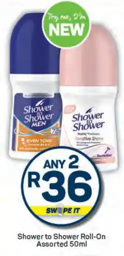 Pick n Pay Shower to Shower Roll On Assorted 50ml offer