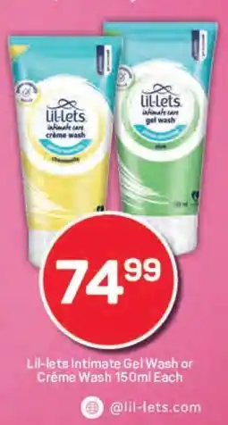 Pick n Pay Lil-lets Intimate Gel Wash or Crème Wash 150ml Each offer