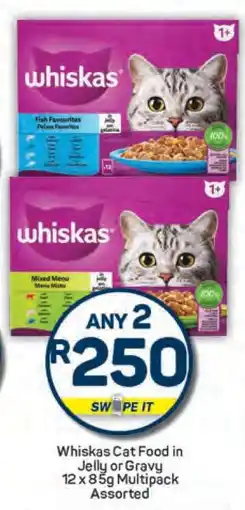 Pick n Pay Whiskas Cat Food in Jelly or Gravy 12 x 85g Multipack Assorted offer
