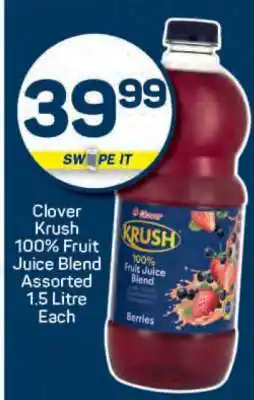 Pick n Pay Clover Krush 100% Fruit Juice Blend Assorted 1.5 LItre Each offer