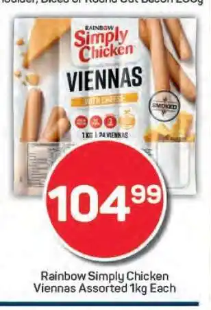 Pick n Pay Rainbow Simply Chicken Viennas Assorted 1kg Each offer
