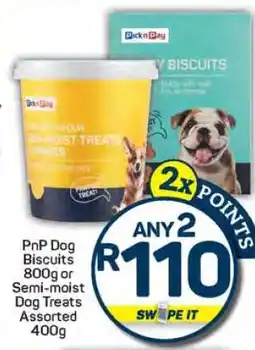 Pick n Pay PnP Dog Biscuits 800g or Semi-moist Dog Treats Assorted 400g offer