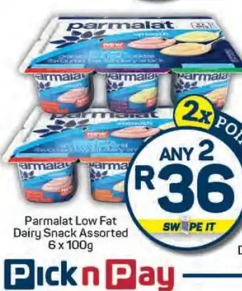 Pick n Pay Parmalat Low Fat Dairy Snack Assorted 6 x 100g offer