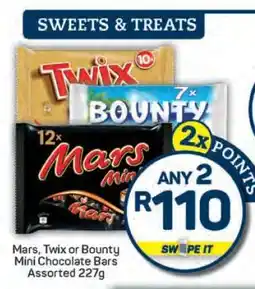 Pick n Pay Mars, Twix or Bounty Mini Chocolate Bars Assorted 227g offer