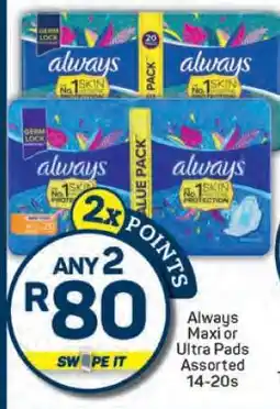 Pick n Pay Always Maxi or Ultra Pads Assorted 14-20s offer