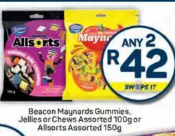 Pick n Pay Beacon Maynards Gummies, Jellies or Chews Assorted 100g or Allsorts Assorted 150g offer