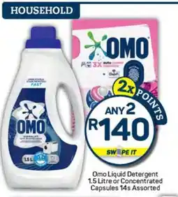 Pick n Pay Omo Liquid Detergent 1.5 Litre or Concentrated Capsules 14s Assorted offer