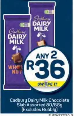 Pick n Pay Cadbury Dairy Milk Chocolate Slab Assorted 80/88g (Excludes Bubbly) offer