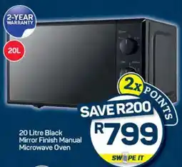 Pick n Pay 20 Litre Black Mirror Finish Manual Microwave Oven offer