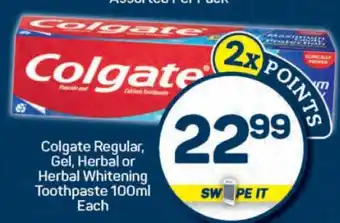 Pick n Pay Colgate Regular, Gel, Herbal or Herbal Whitening Toothpaste 100ml Each offer