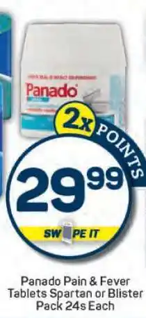 Pick n Pay Panado Pain & Fever Tablets Spartan or Blister Pack 24s Each offer