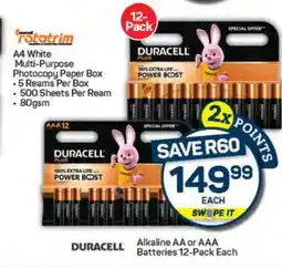 Pick n Pay Duracell Alkaline AA or AAA Batteries 12-Pack Each offer
