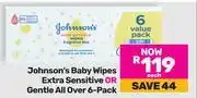Game Johnson's Baby Wipes Extra Sensitive Or Gentle All Over (6 Pack)-Each offer