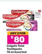 Game Colgate Total Toothpaste Assorted-For Any 2 x 75ml offer