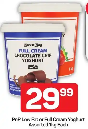 Pick n Pay PnP Low Fat or Full Cream Yoghurt Assorted offer