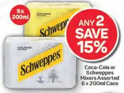 Pick n Pay Coca-Cola or Schweppes Mixers Assorted Cans offer