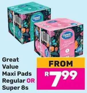 Game Great Value Maxi Pads Regular or Super offer
