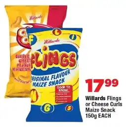 OK Foods Willards Flings or Cheese Curls Maize Snack offer