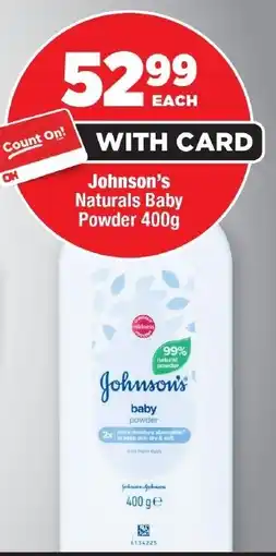 OK Foods Johnson's Naturals Baby Powder offer