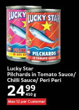 Oxford Freshmarket Lucky Star Pilchards in Tomato Sauce/ Chilli Sauce/ Peri Peri offer