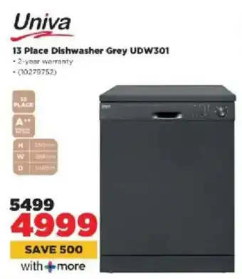 HiFi Corp Univa 13 Place Dishwasher Grey UDW301 offer