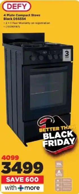 HiFi Corp Defy 4 Plate Compact Stove Black DSS554 offer