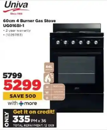 HiFi Corp Univa 4 Burner Gas Stove UG016BI-1 offer