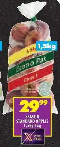 Shoprite SEASON STANDARD APPLES 1,5kg bag offer