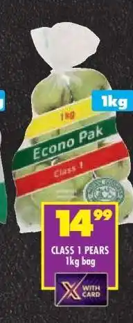 Shoprite CLASS 1 PEARS 1kg bag offer