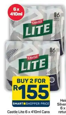 Pick n Pay Castle Lite 6 x 410ml Cans offer