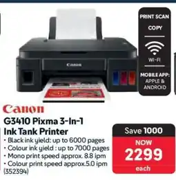 Makro Canon G3410 Pixma 3-In-1 Ink Tank Printer offer